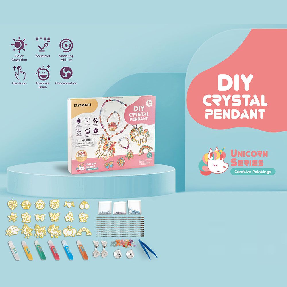 Eazy Kids - DIY Crystal Pendant Making & Coloring Set XL - Unicorn