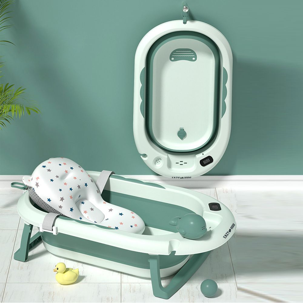 Eazy Kids - Foldable Bathtub W/ Thermometer & Mug - Green