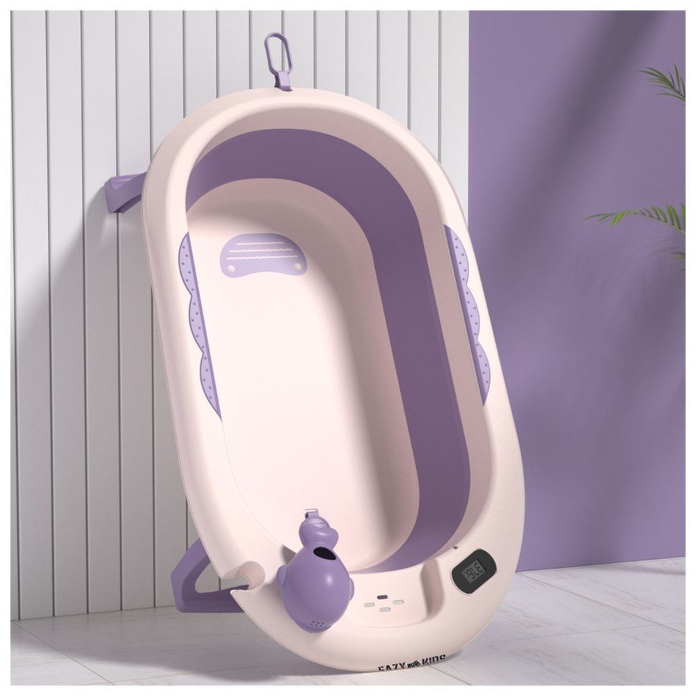 Eazy Kids - Foldable Bathtub W/ Thermometer & Mug - Purple