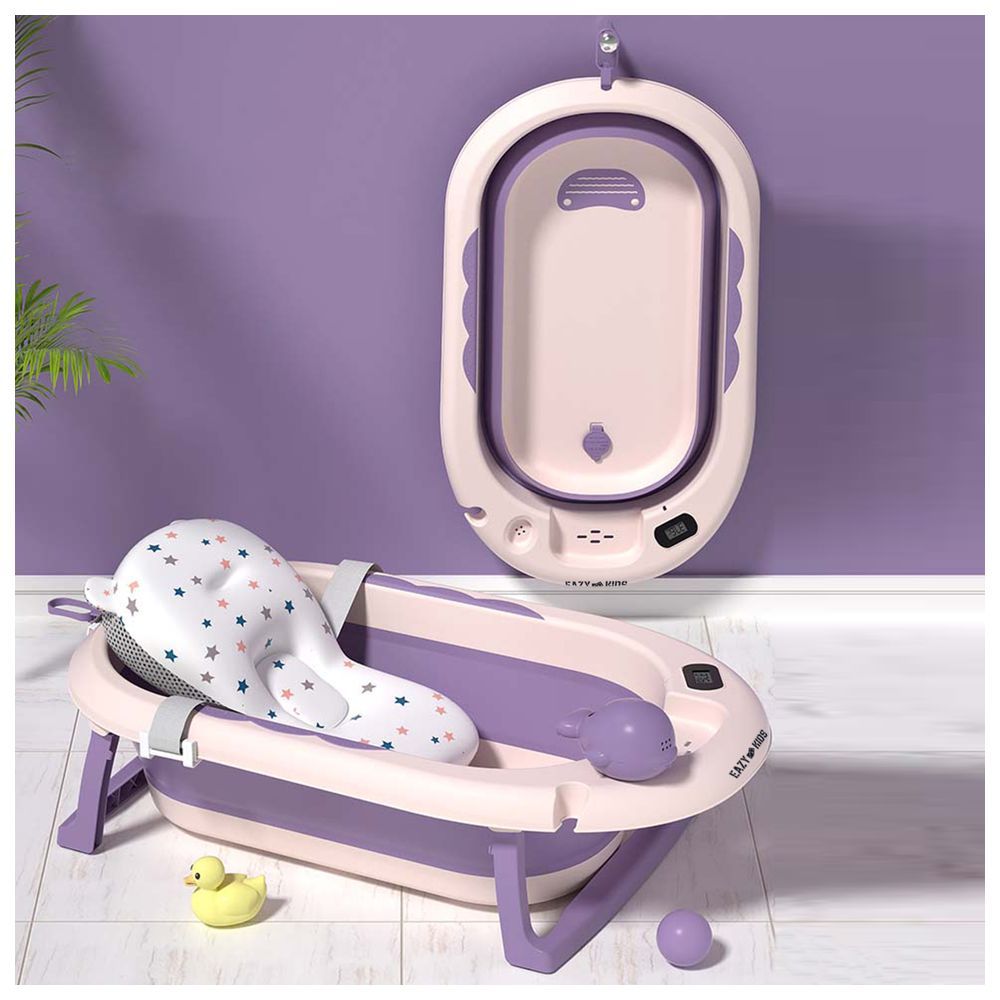 Eazy Kids - Foldable Bathtub W/ Thermometer & Mug - Purple