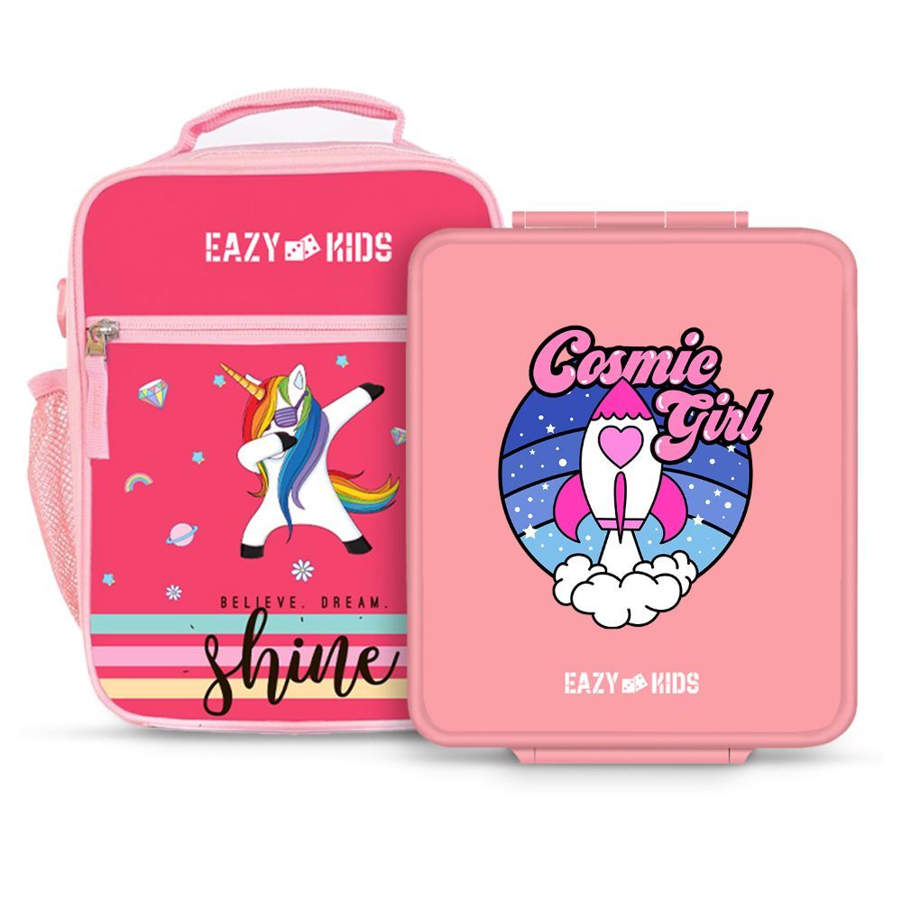 Eazy Kids - Jumbo Bento Lunch Box w/ Insulated Jar - Pink