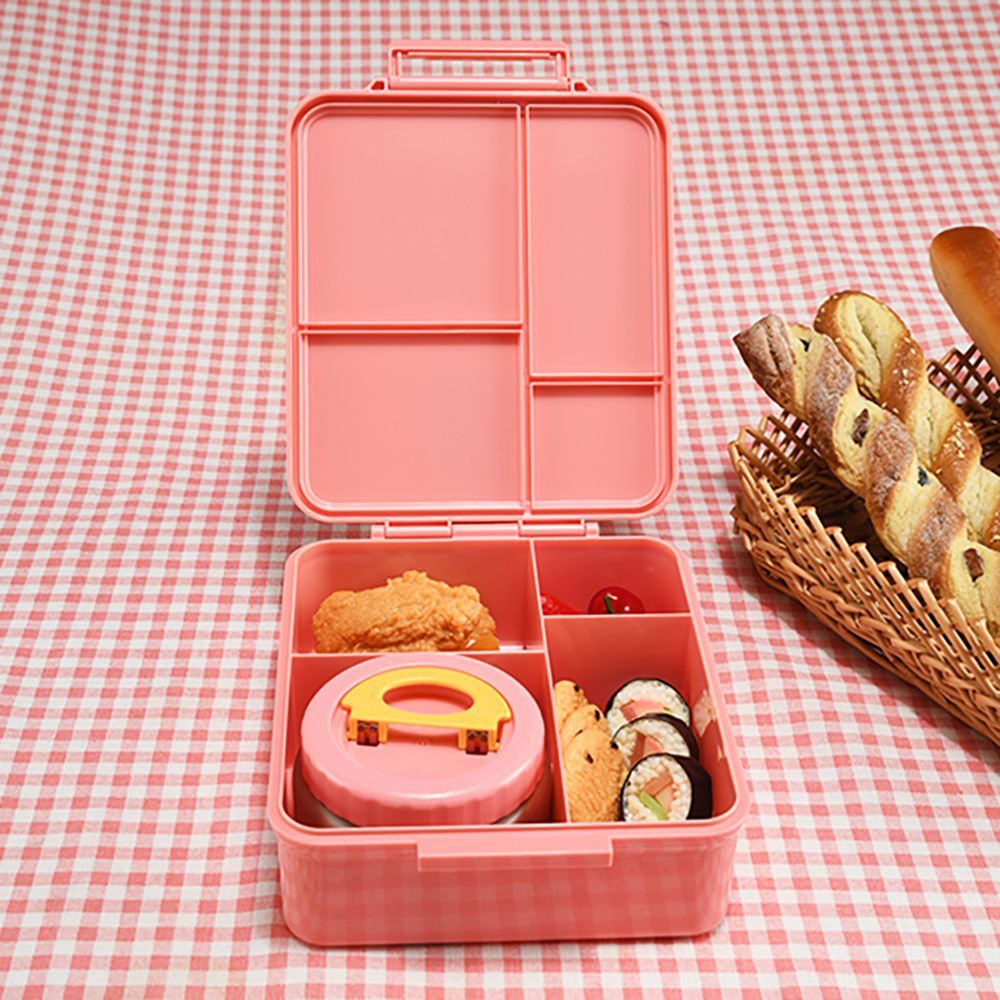 Eazy Kids - Jumbo Bento Lunch Box w/ Insulated Jar - Pink