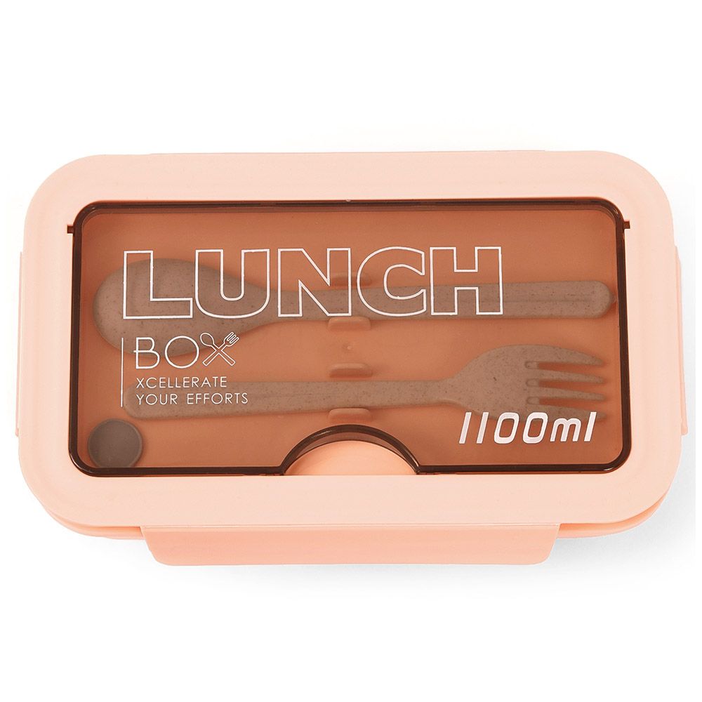 Eazy Kids - 2 Compartment Lunch Box w/ Utensils 1100ml - Pink