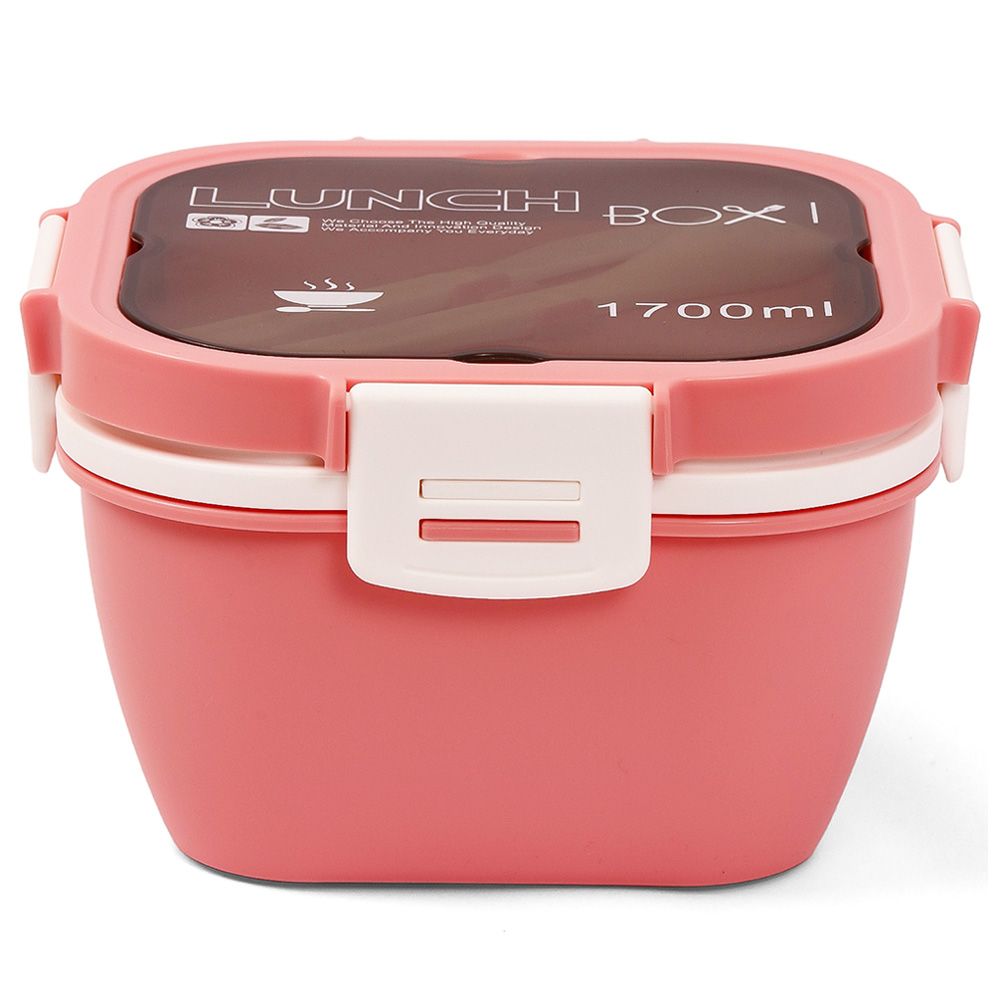 Eazy Kids - 5 Compartment Lunch Box w/ Utensils 1700ml - Pink