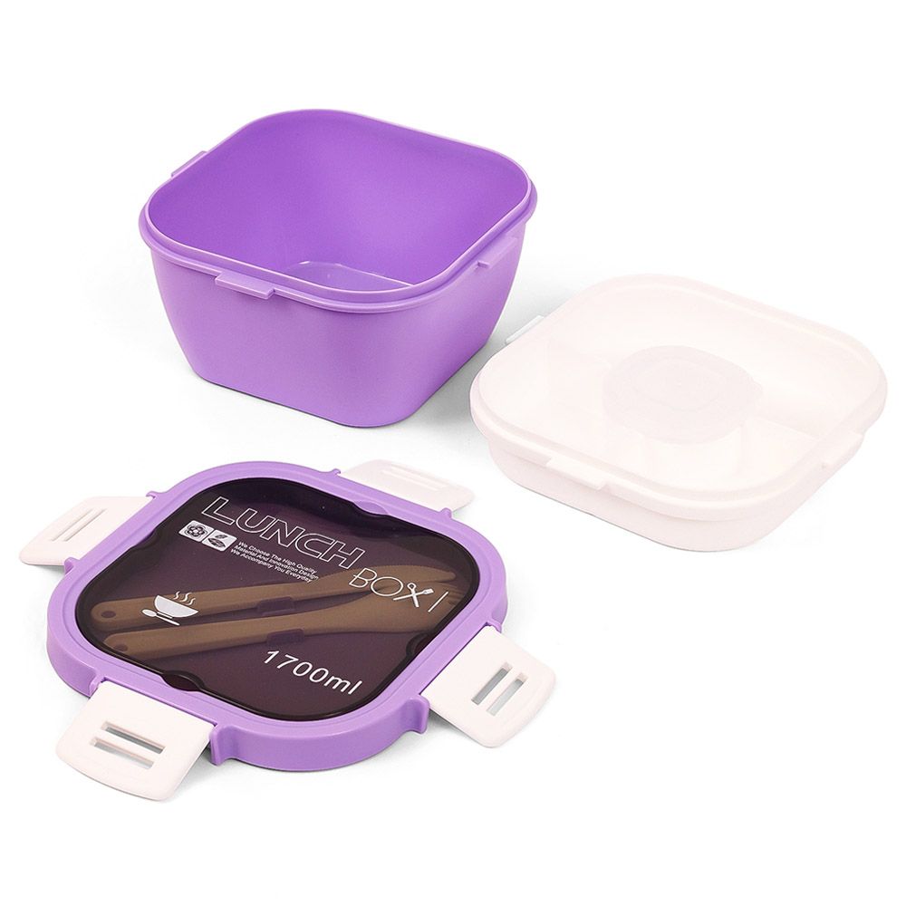 Eazy Kids - 5 Compartment Lunch Box w/ Utensils 1700ml - Purple