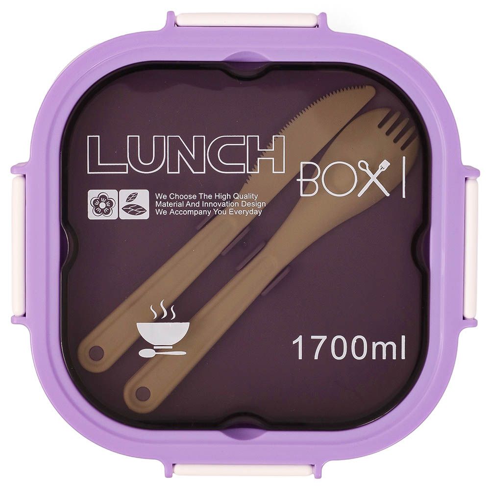 Eazy Kids - 5 Compartment Lunch Box w/ Utensils 1700ml - Purple