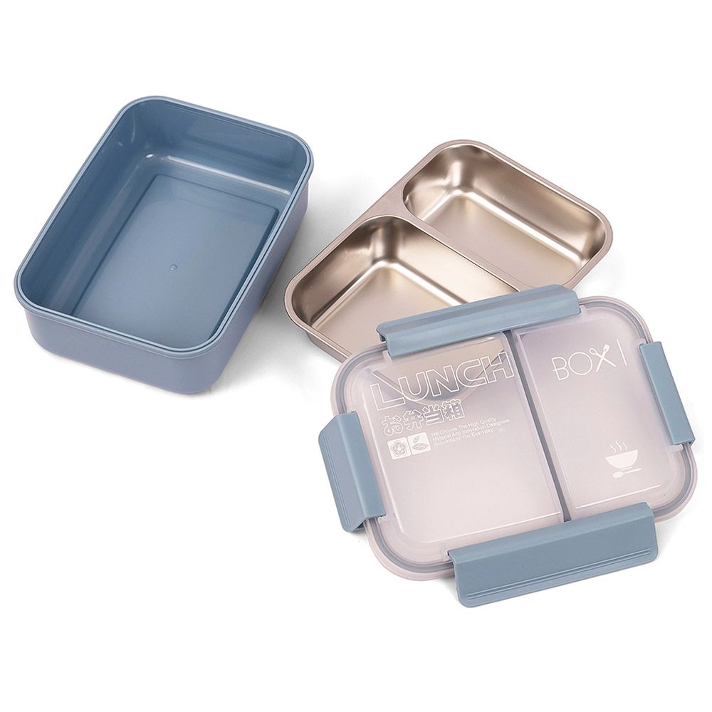 Eazy Kids - Stainless Steel 2 Compartment Lunch Box 1100ml - Blue