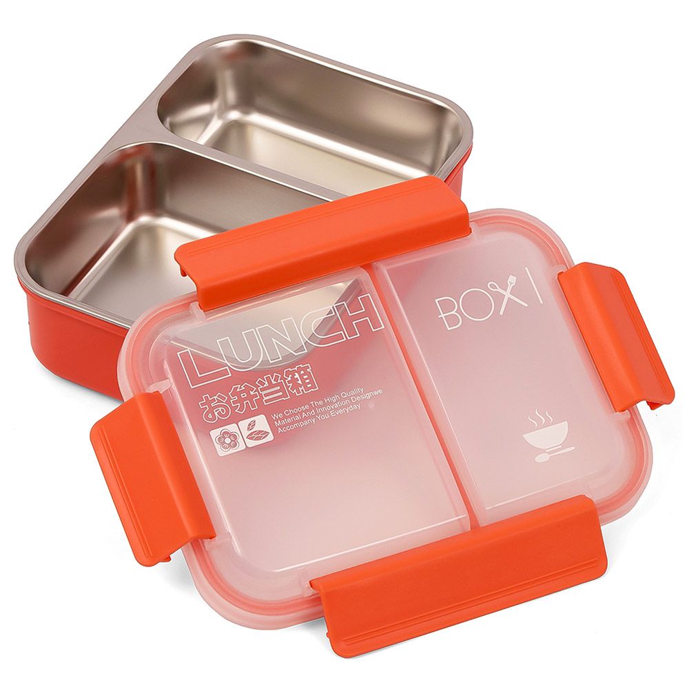 Eazy Kids - Stainless Steel 2 Compartment Lunch Box 1100ml - Pink