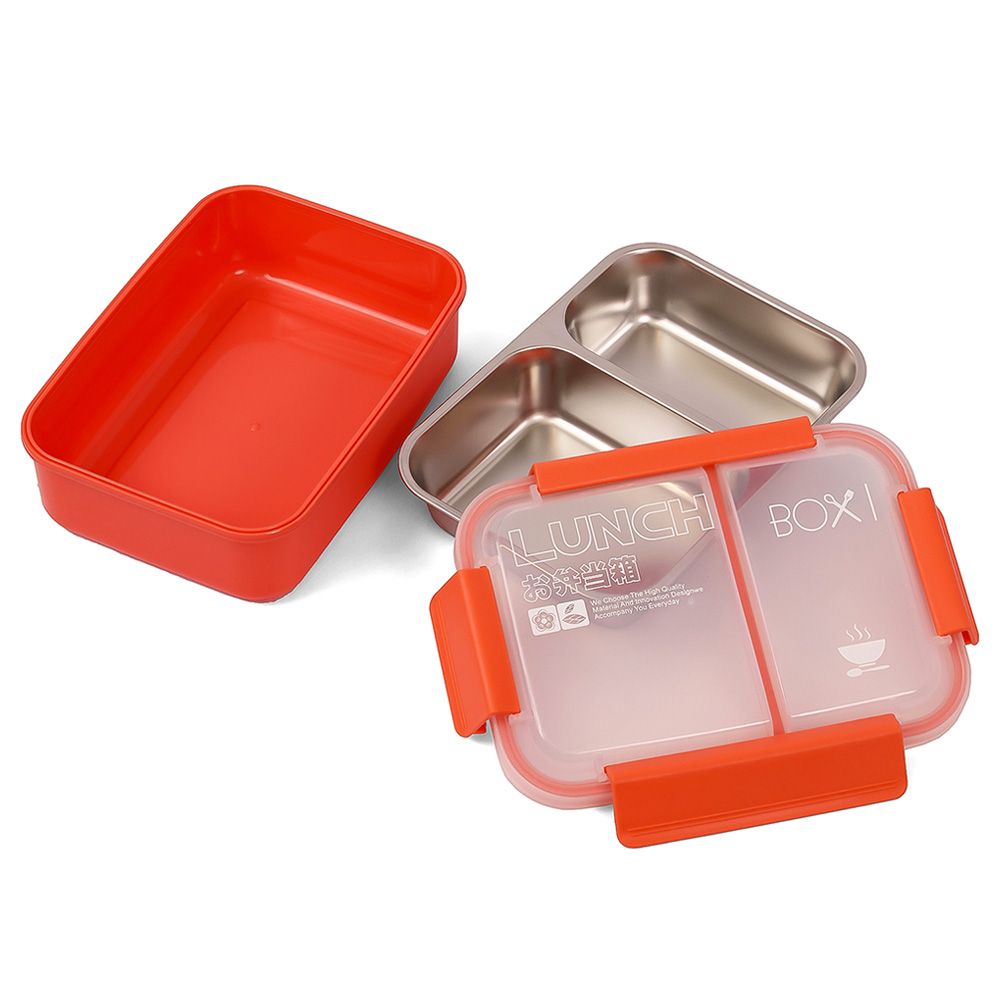 Eazy Kids - Stainless Steel 2 Compartment Lunch Box 1100ml - Pink