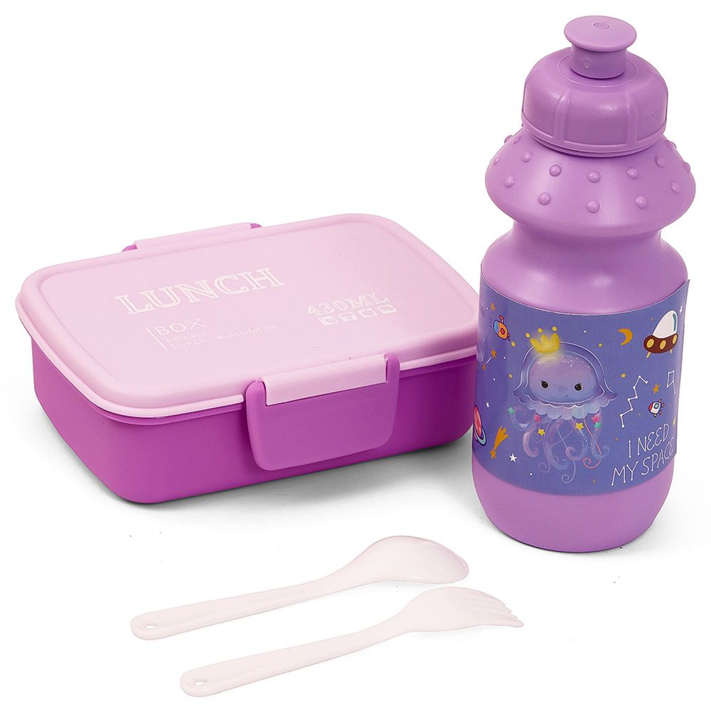 Eazy Kids - Space Lunch Box w/ Bottle - Purple