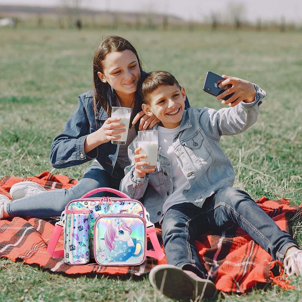 Eazy Kids - Bottle/Lunch Bag - Unicorn Chrome Pink