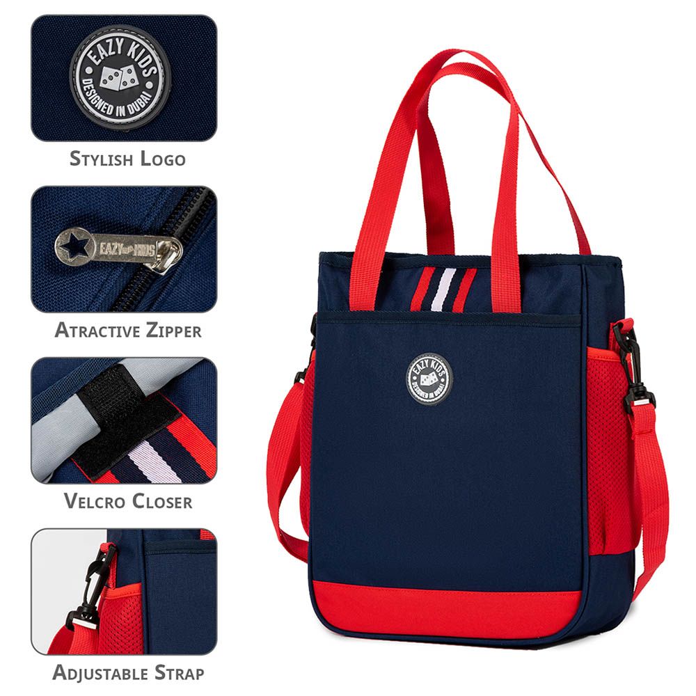 Eazy Kids - Ergonomic Multipurpose School/Lunch Bag - Blue/Red