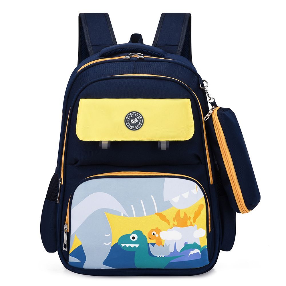 Eazy Kids - School Bag Dino w/ Pencil Case - Blue - 17.7 Inch