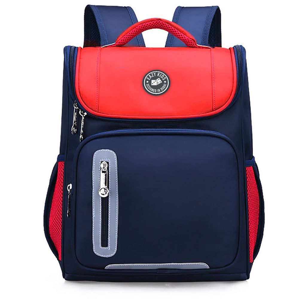 Eazy Kids - Ergonomic School Bag - Red blue - 15 Inch