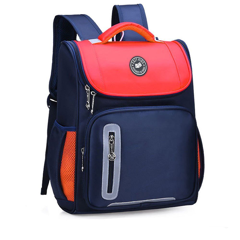 Eazy Kids - Ergonomic School Bag - Red blue - 15 Inch