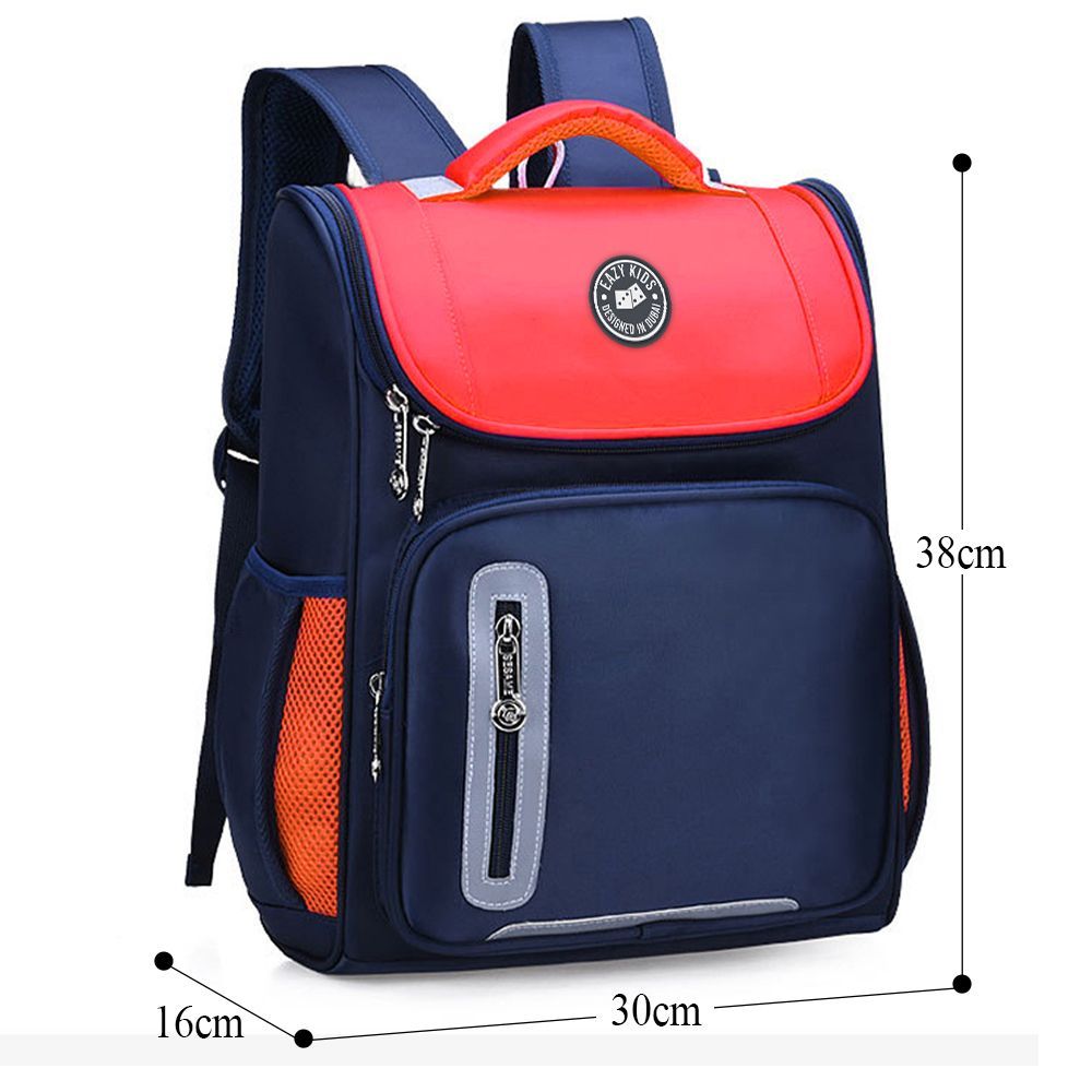 Eazy Kids - Ergonomic School Bag - Red blue - 15 Inch