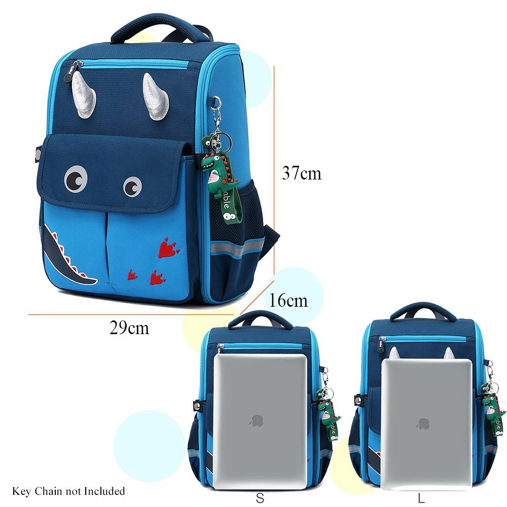 Eazy Kids - Dinosaur School Bag - Blue - 14.6 Inch