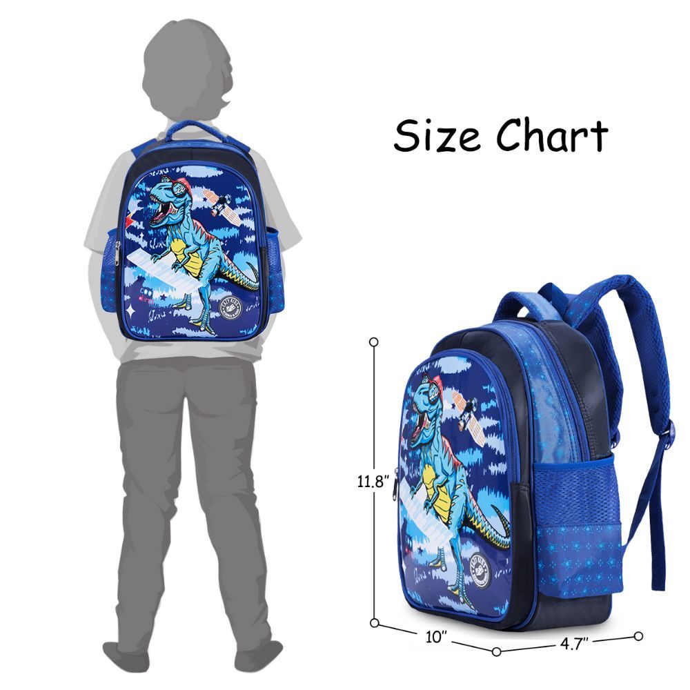 Eazy Kids - T - Rex School Bag - Blue - 11.8 Inch