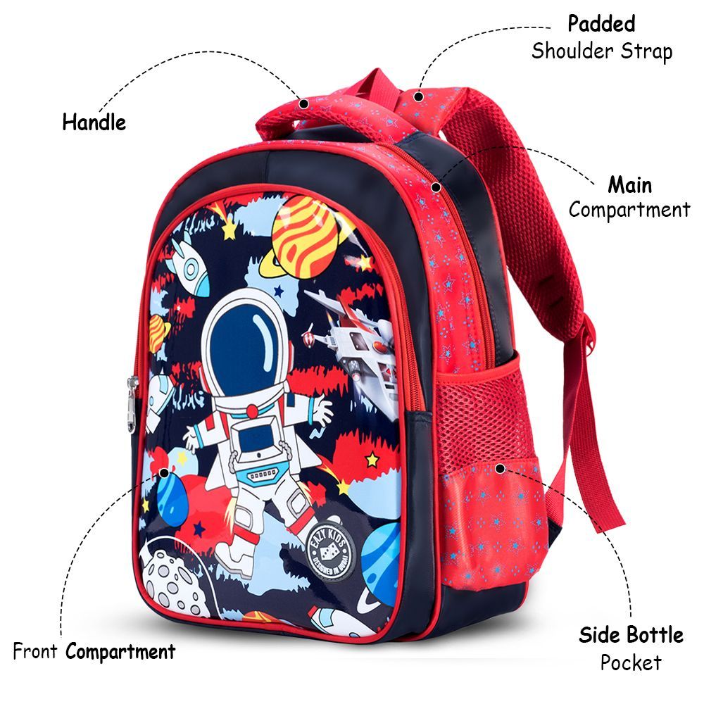 Eazy Kids - Astronaut School Bag - Red - 11.8 Inch