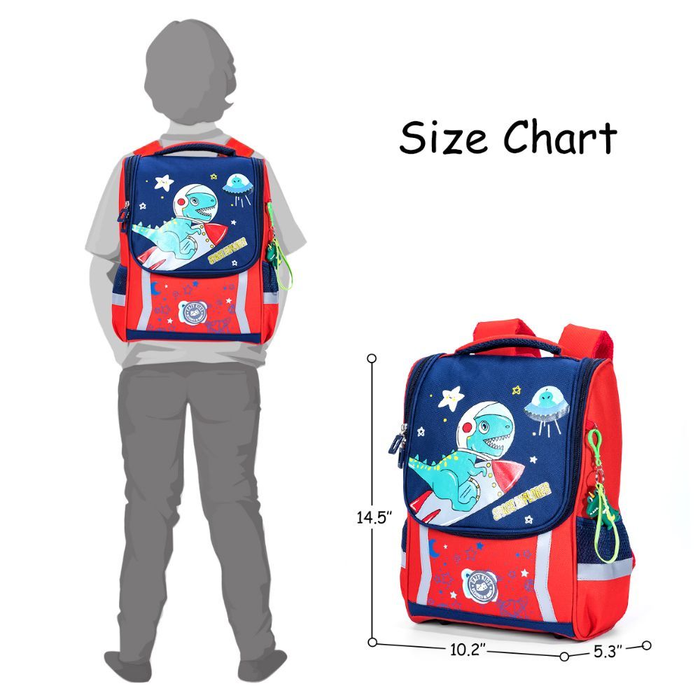 Eazy Kids School Bag Dino In Space Red - 14.6 Inch