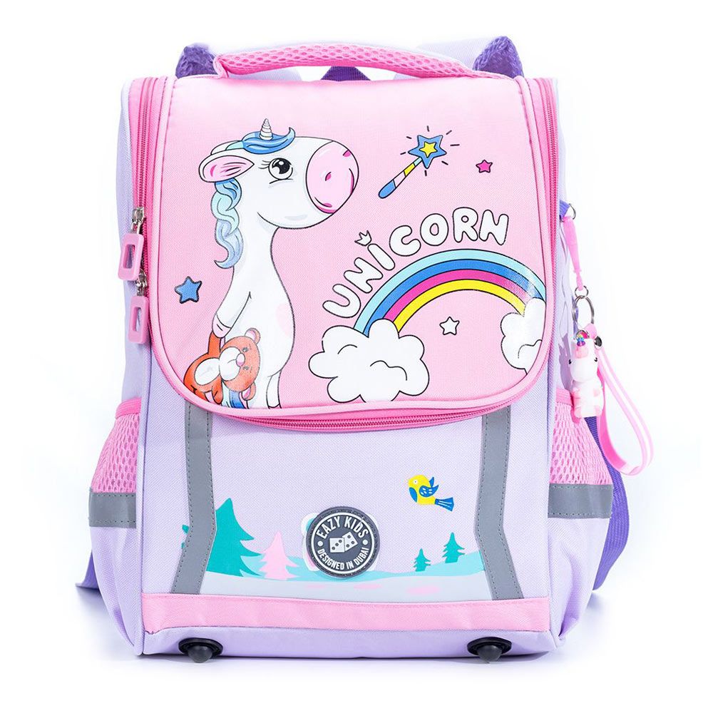 Eazy Kids - School Bag Unicorn - Purple/Pink - 14.6 Inch