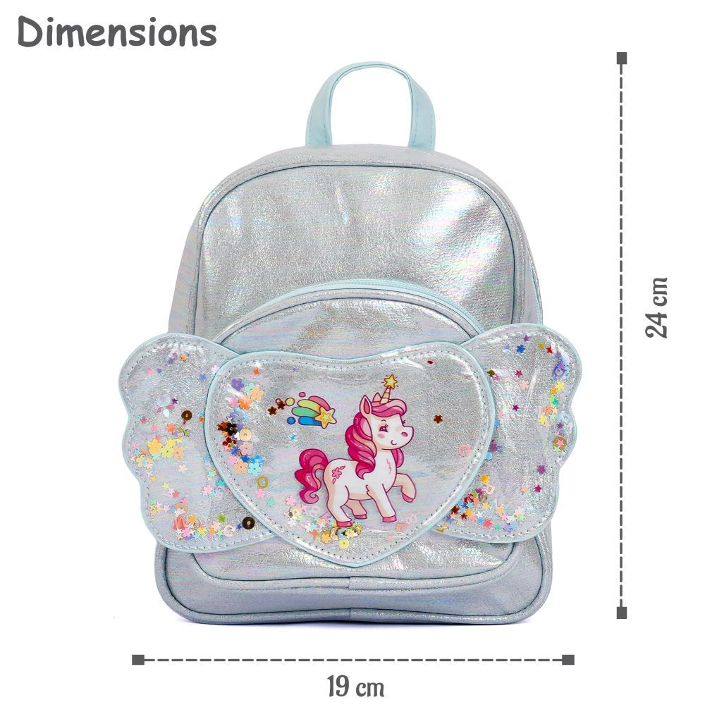 Eazy Kids - School Backpack - 7-Inch - Unicorn Silver