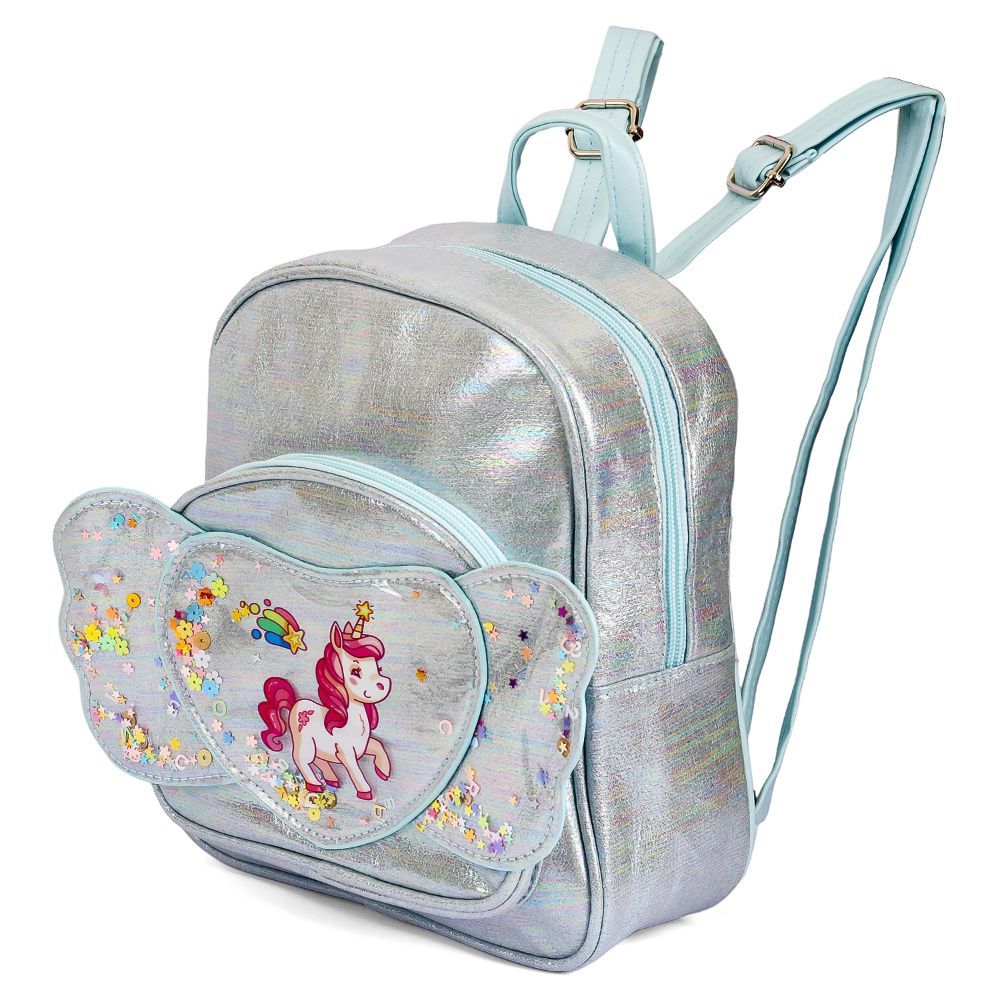 Eazy Kids - School Backpack - 7-Inch - Unicorn Silver