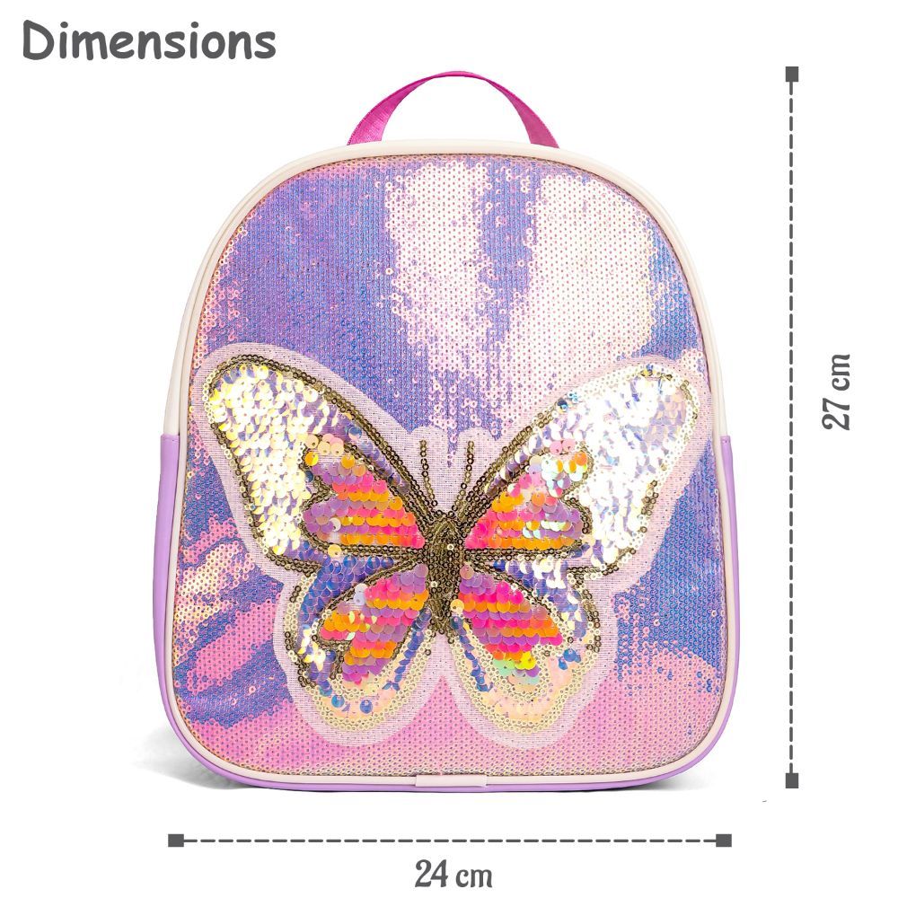 Eazy Kids - Sequin School Backpack - 10-Inch - Butterfly Pink