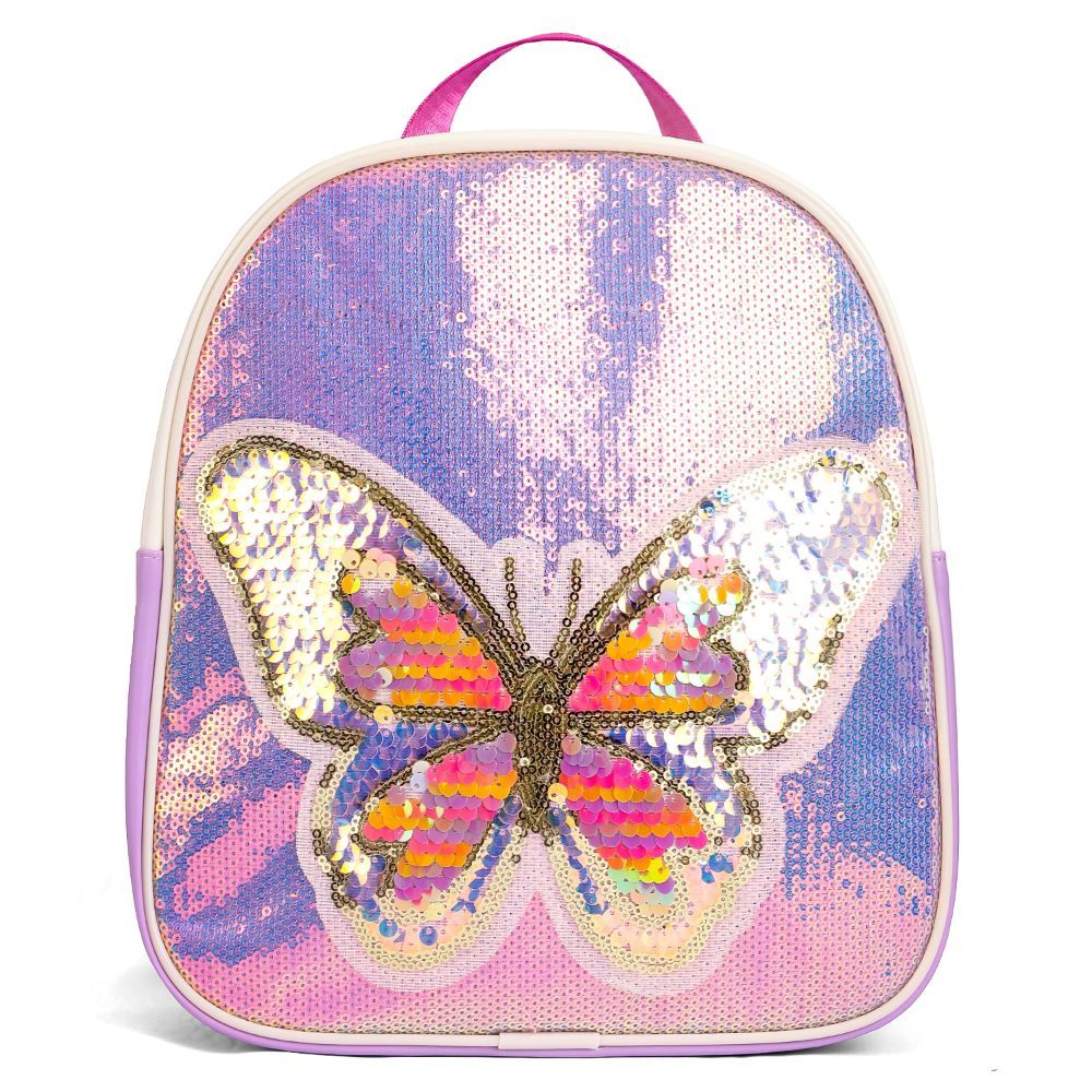 Eazy Kids - Sequin School Backpack - 10-Inch - Butterfly Pink