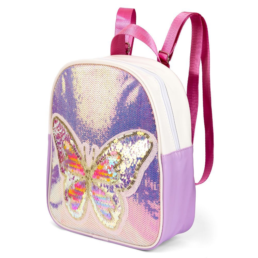 Eazy Kids - Sequin School Backpack - 10-Inch - Butterfly Pink