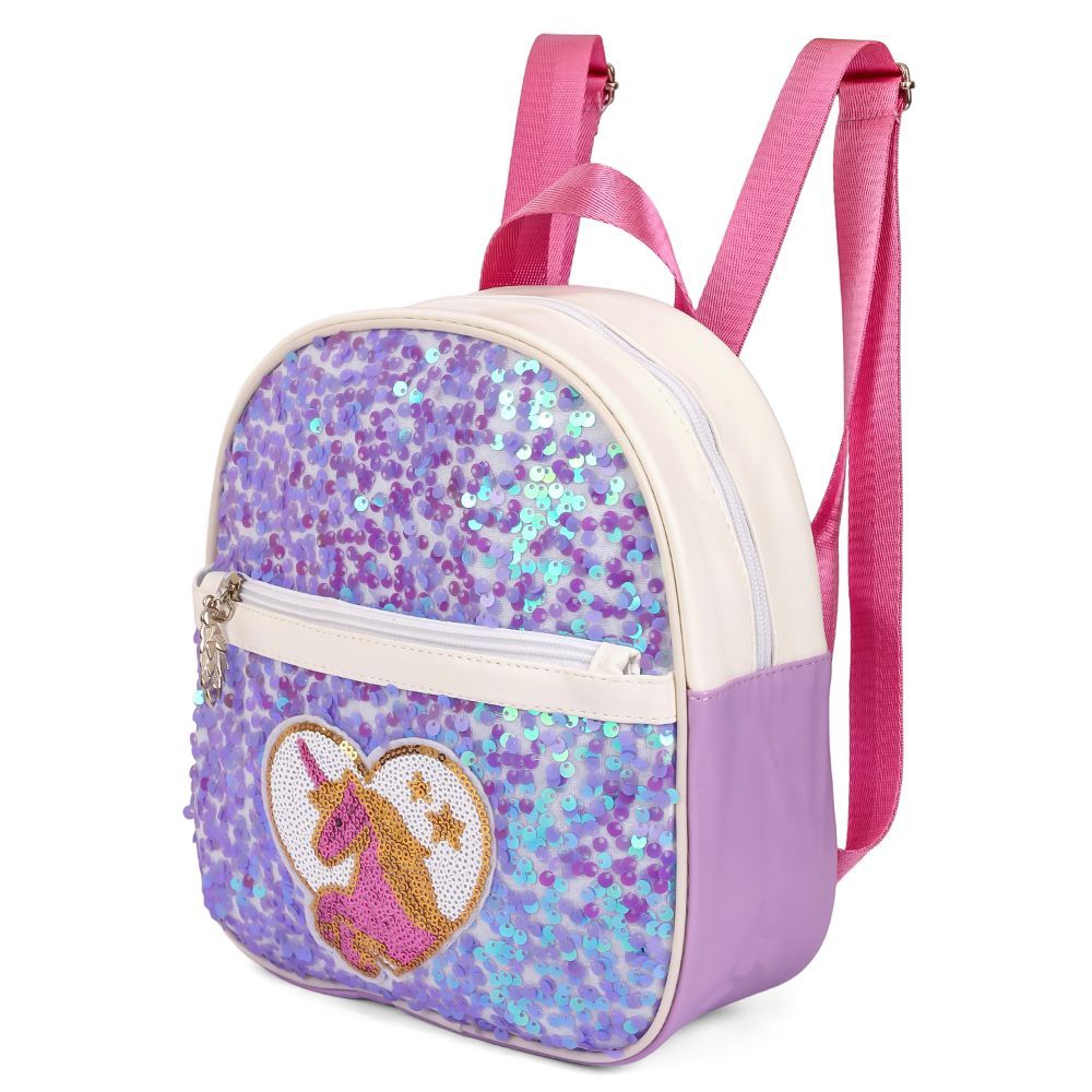 Eazy Kids - Sequin School Backpack - 9-Inch - Horse Purple