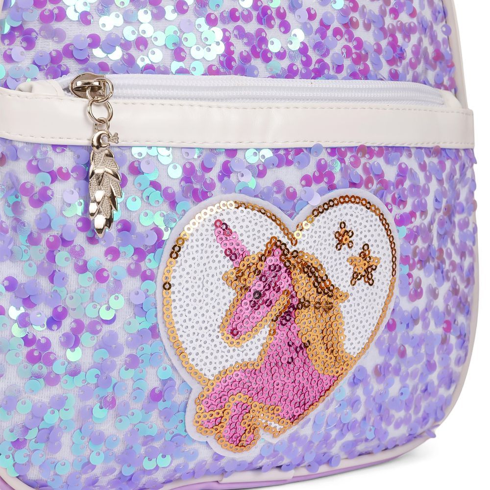 Eazy Kids - Sequin School Backpack - 9-Inch - Horse Purple