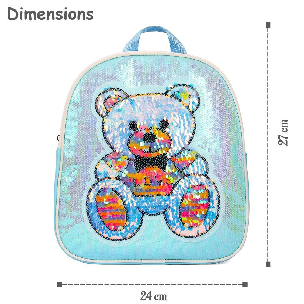 Eazy Kids - Sequin School Backpack - 10-Inch - Teddy Green