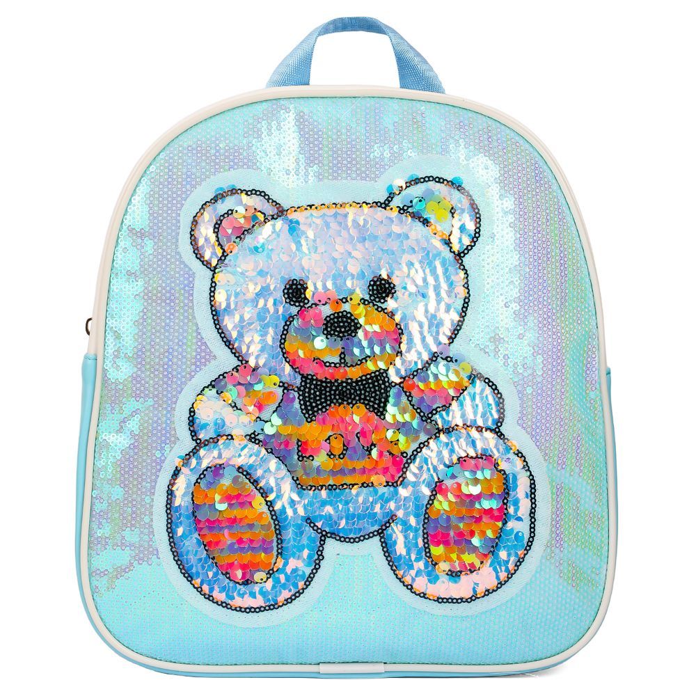 Eazy Kids - Sequin School Backpack - 10-Inch - Teddy Green