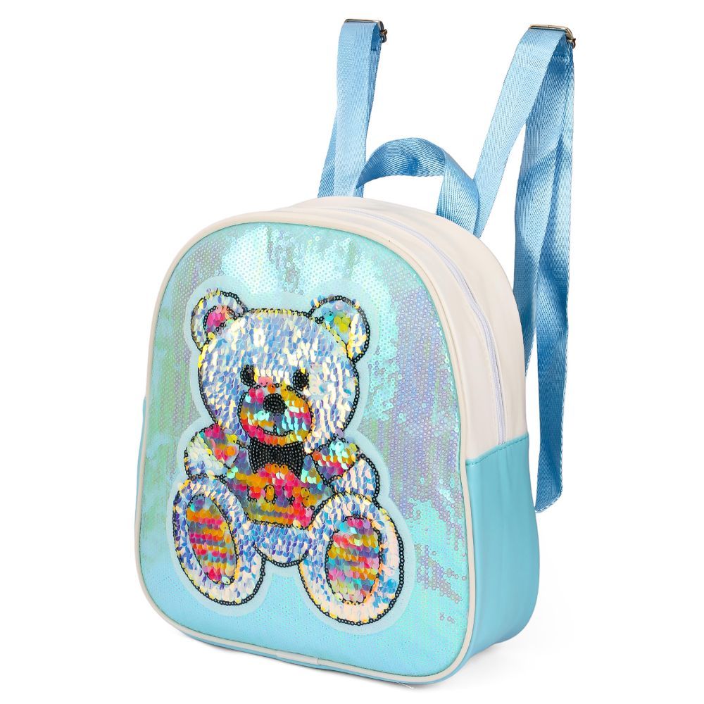 Eazy Kids - Sequin School Backpack - 10-Inch - Teddy Green