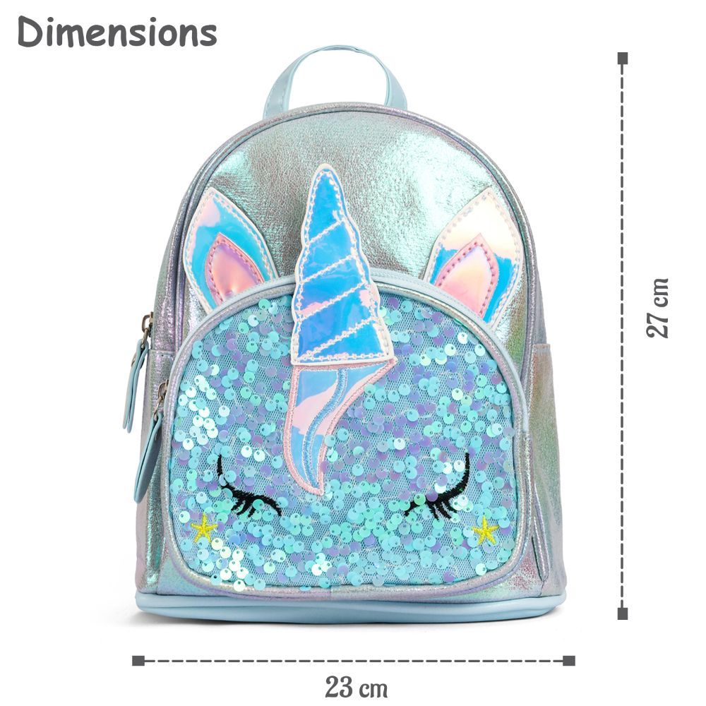 Eazy Kids - Sequin School Backpack - 10-Inch - Unicorn Green