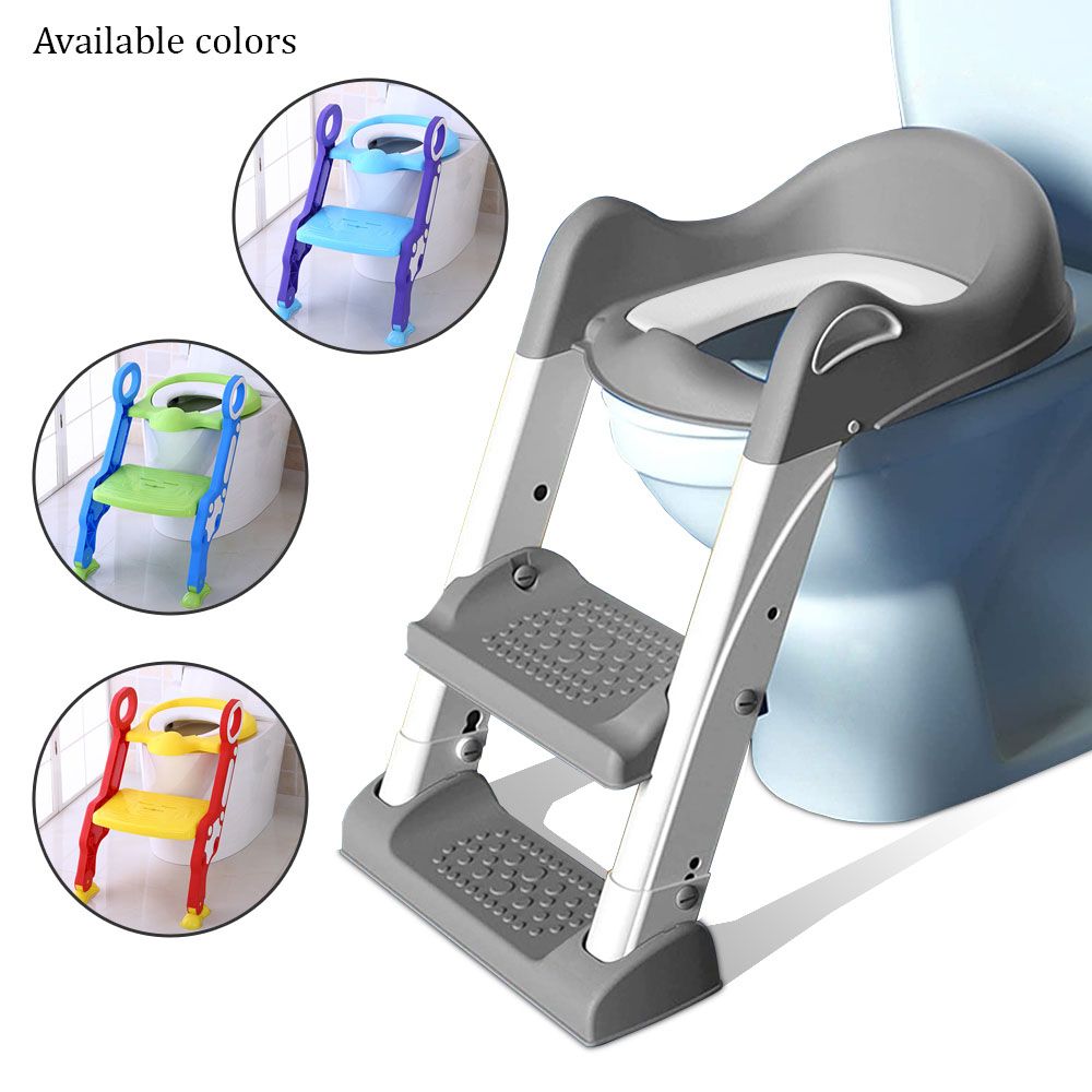 Eazy Kids - Step Stool Foldable Potty Trainer Seat- Grey