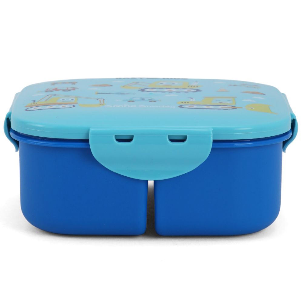 Eazy Kids Square Bento Lunch Box - Construction Blue - 3C