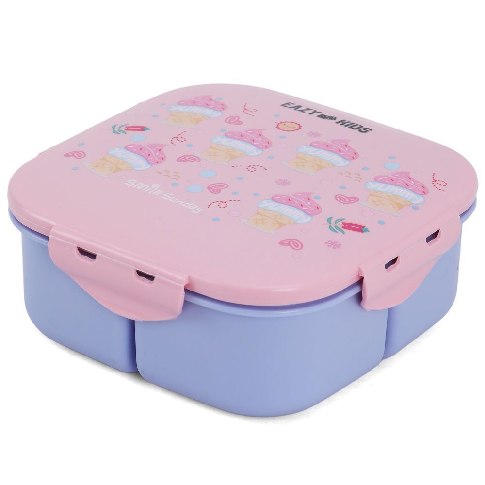 Eazy Kids Square Bento Lunch Box - Ice Cream Pink