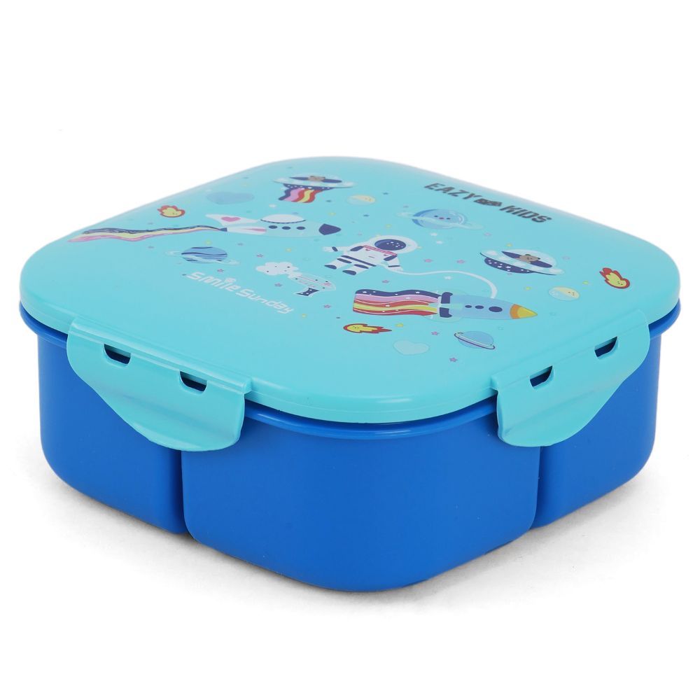 Eazy Kids Square Bento Lunch Box - Space Blue