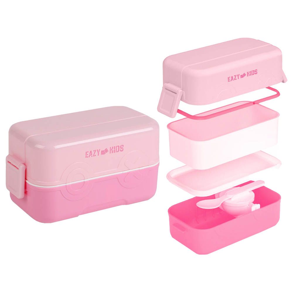 Eazy Kids - Double Decker Tic-Tac-Toe Lunch Box - Pink - 2C