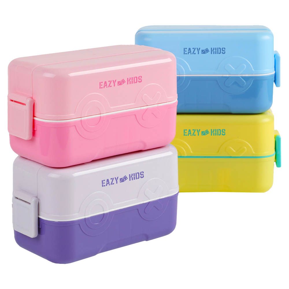 Eazy Kids - Double Decker Tic-Tac-Toe Lunch Box - Pink - 2C