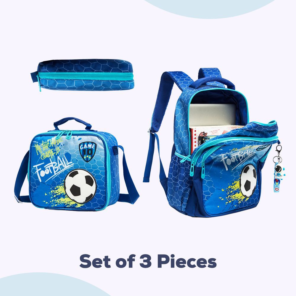 Eazy Kids - Backpack 17-Inch w/ Lunch Bag & Pencil Case - Football