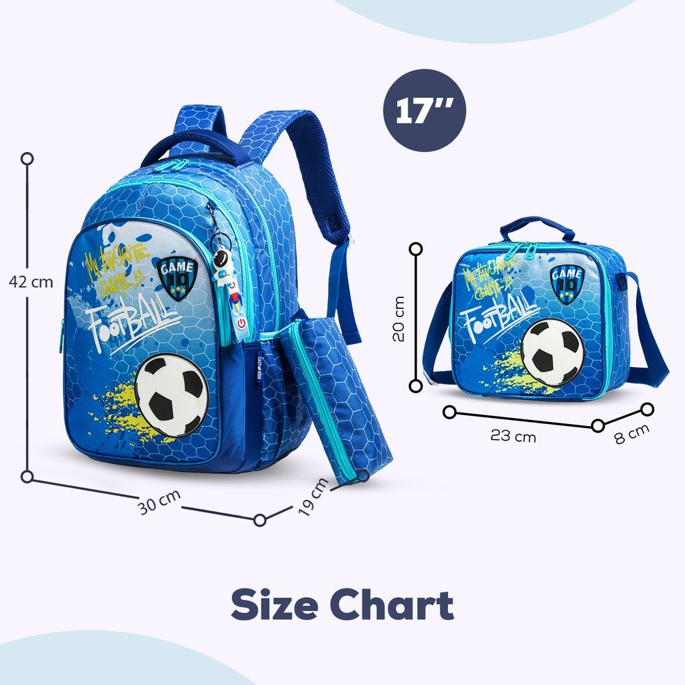 Eazy Kids - Backpack 17-Inch w/ Lunch Bag & Pencil Case - Football