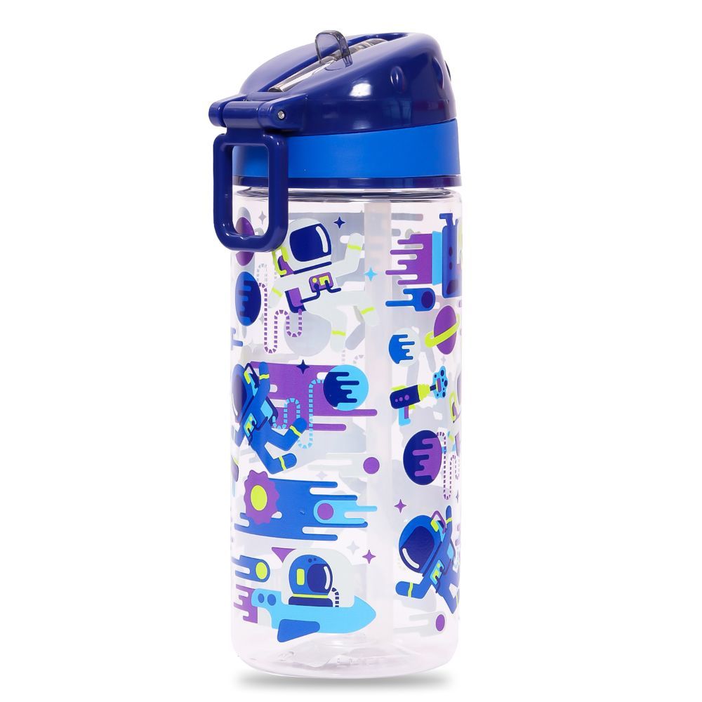 Eazy Kids - Astronauts Tritan Water Bottle W/ Handle 420ml - Blue