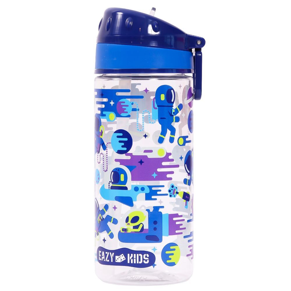 Eazy Kids - Astronauts Tritan Water Bottle W/ Handle 420ml - Blue