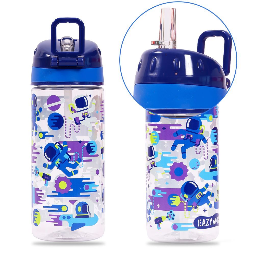 Eazy Kids - Astronauts Tritan Water Bottle W/ Handle 420ml - Blue