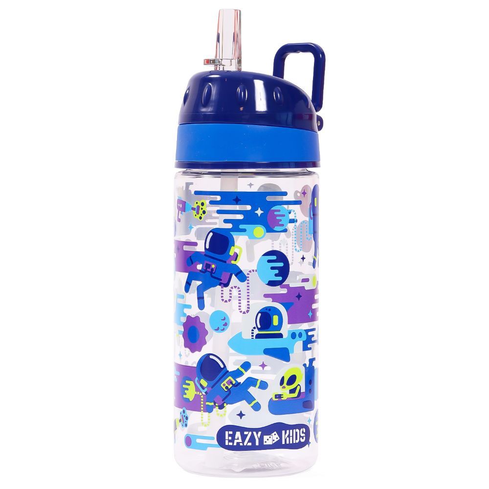 Eazy Kids - Astronauts Tritan Water Bottle W/ Handle 420ml - Blue