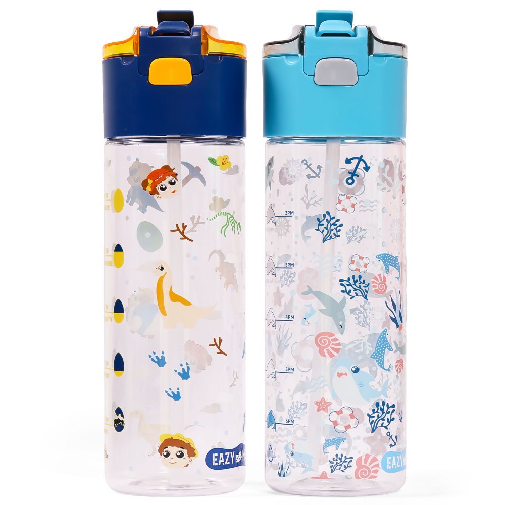 Eazy Kids - T-Rex Tritan Water Bottle W/ Snack Box 450ml - Blue