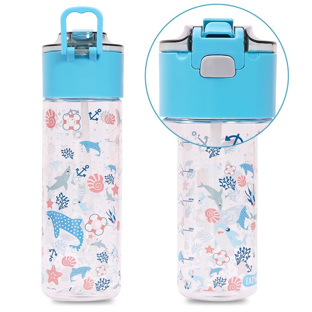 Eazy Kids - Shark Tritan Water Bottle W/ Snack Box 450ml - Blue